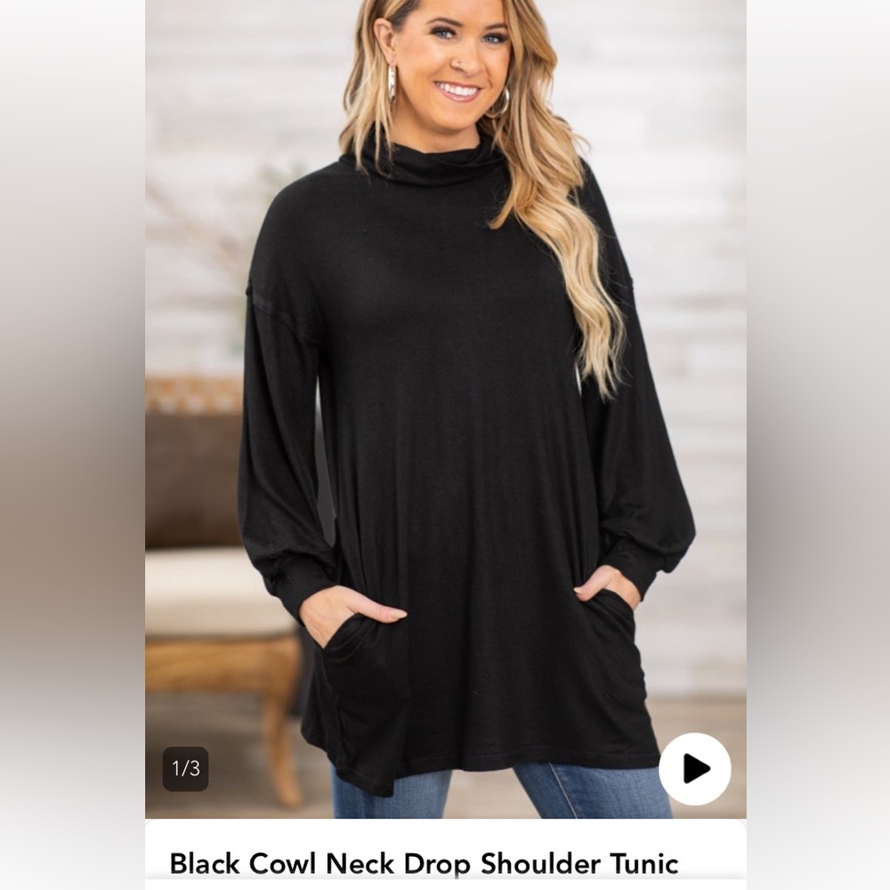 Cowl Neck Long Tunic Top